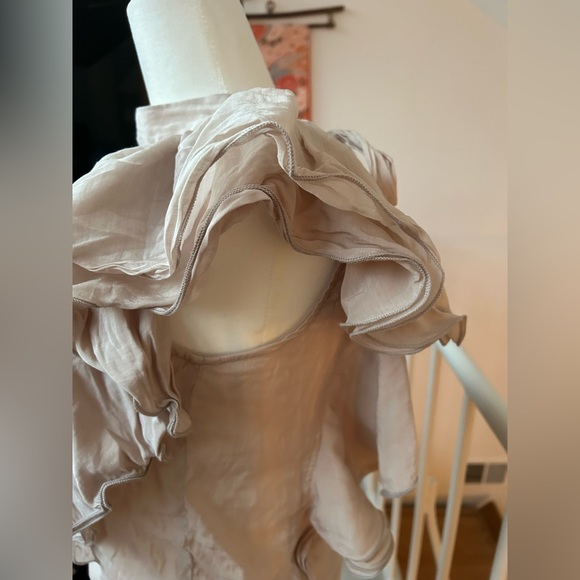 Tocco Closet Japan Ruffle Blouse Kawaii Lolita nude neutral coquette balletcore - Picture 4 of 5